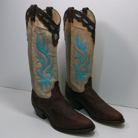 Macie Oil Tanned Three Tone Leather Women's Kicker Cowboy Western Boots Shoe 8 M - Picture 2 of 7
